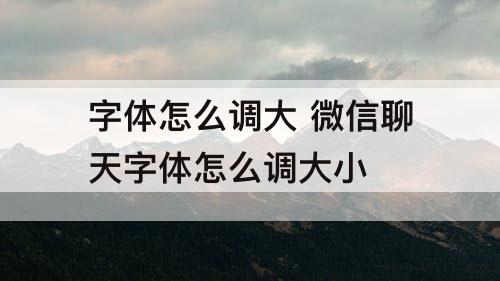 字体怎么调大 微信聊天字体怎么调大小