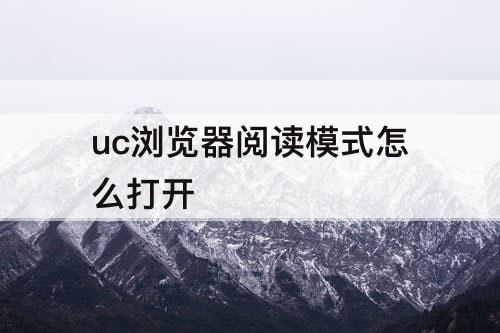 uc浏览器阅读模式怎么打开