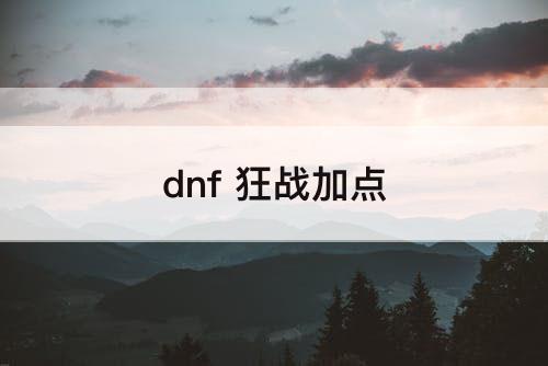 dnf 狂战加点