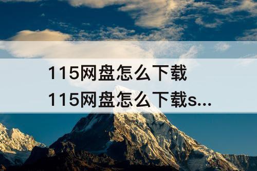 115网盘怎么下载 115网盘怎么下载sha1
