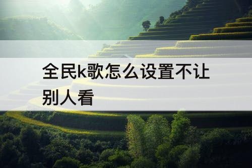 全民k歌怎么设置不让别人看
