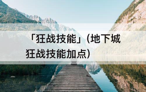 「狂战技能」(地下城狂战技能加点)