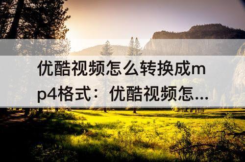 优酷视频怎么转换成mp4格式：优酷视频怎么转换成mp4格式软件