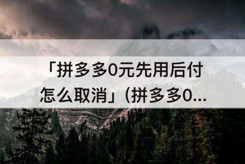 「拼多多0元先用后付怎么取消」(拼多多0元先用后付怎么取消钱还没给是不是就关闭不了)