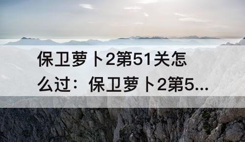 保卫萝卜2第51关怎么过：保卫萝卜2第51关怎么过图解法