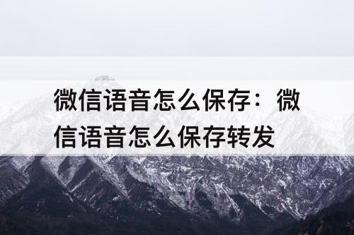 微信语音怎么保存：微信语音怎么保存转发