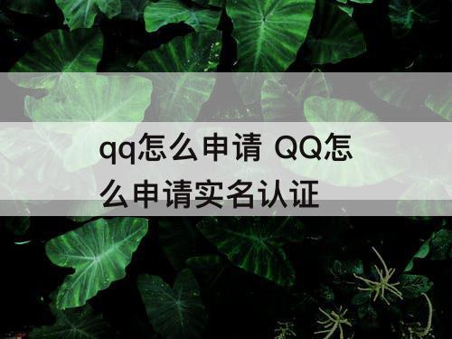 qq怎么申请 QQ怎么申请实名认证