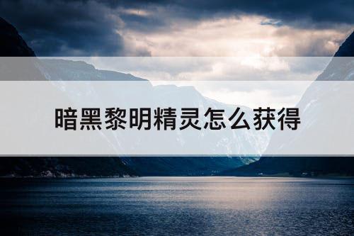 暗黑黎明精灵怎么获得