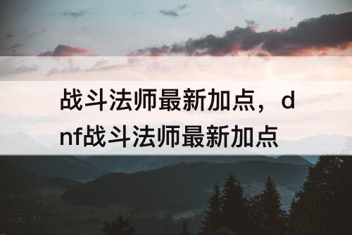 战斗法师最新加点，dnf战斗法师最新加点