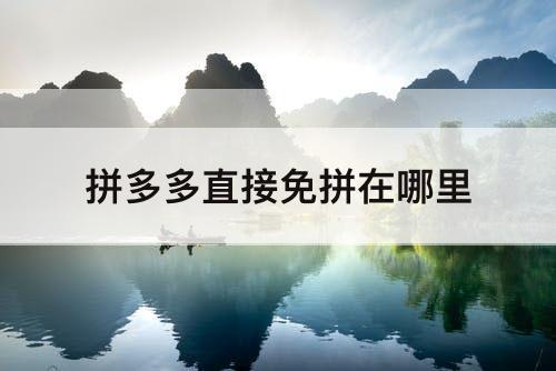 拼多多直接免拼在哪里