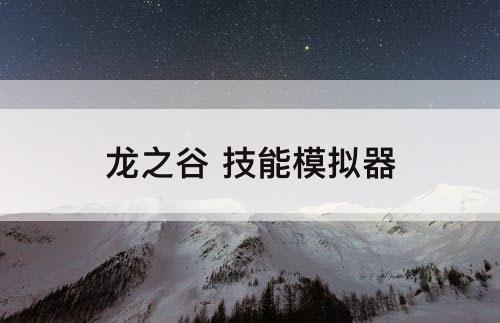 龙之谷 技能模拟器