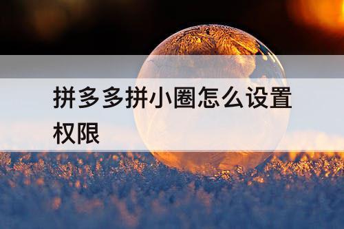 拼多多拼小圈怎么设置权限