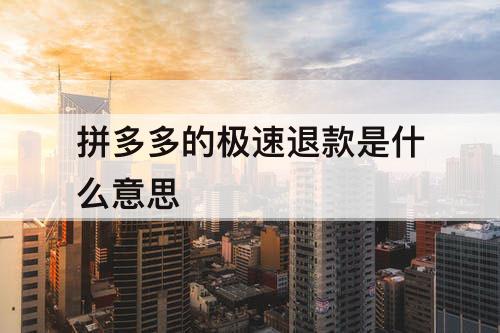 拼多多的极速退款是什么意思