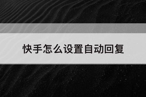 快手怎么设置自动回复