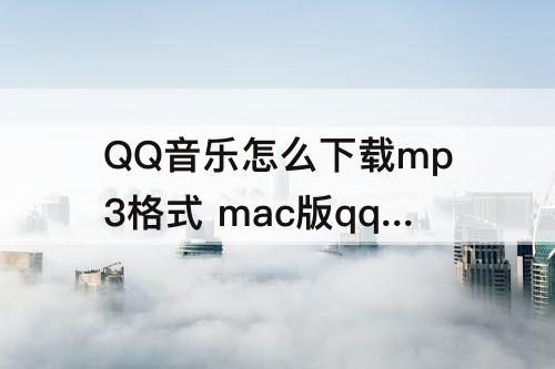 QQ音乐怎么下载mp3格式 mac版qq音乐怎么下载mp3格式