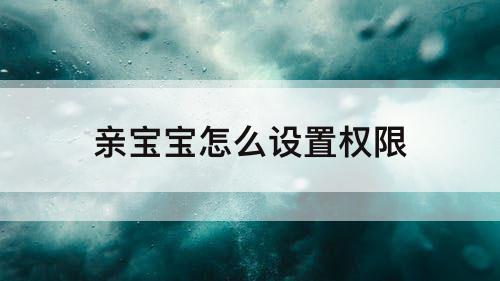 亲宝宝怎么设置权限