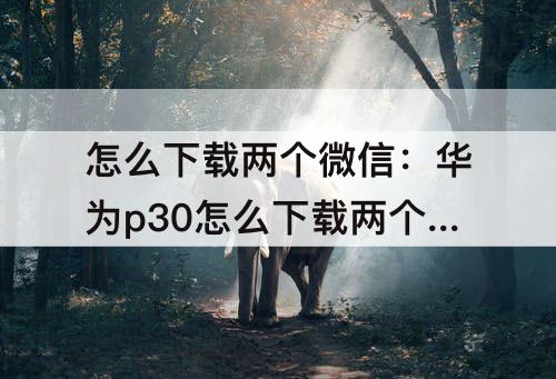 怎么下载两个微信：华为p30怎么下载两个微信