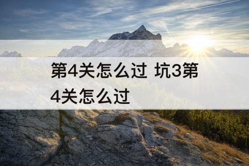 第4关怎么过 坑3第4关怎么过