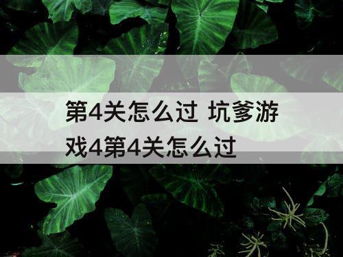 第4关怎么过 坑爹游戏4第4关怎么过