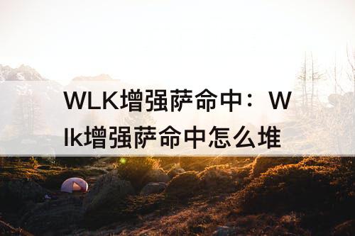 WLK增强萨命中：Wlk增强萨命中怎么堆